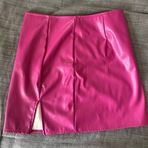 Pink faux leather skirt